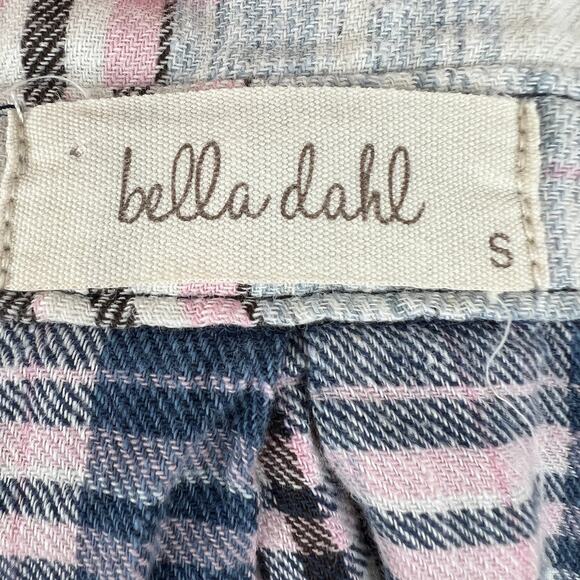 BELLA BAHL Blue/Pink Plaid Linen-Cotton Flannel Button-Up Shirt Top Cowgirl S - Picture 7 of 9